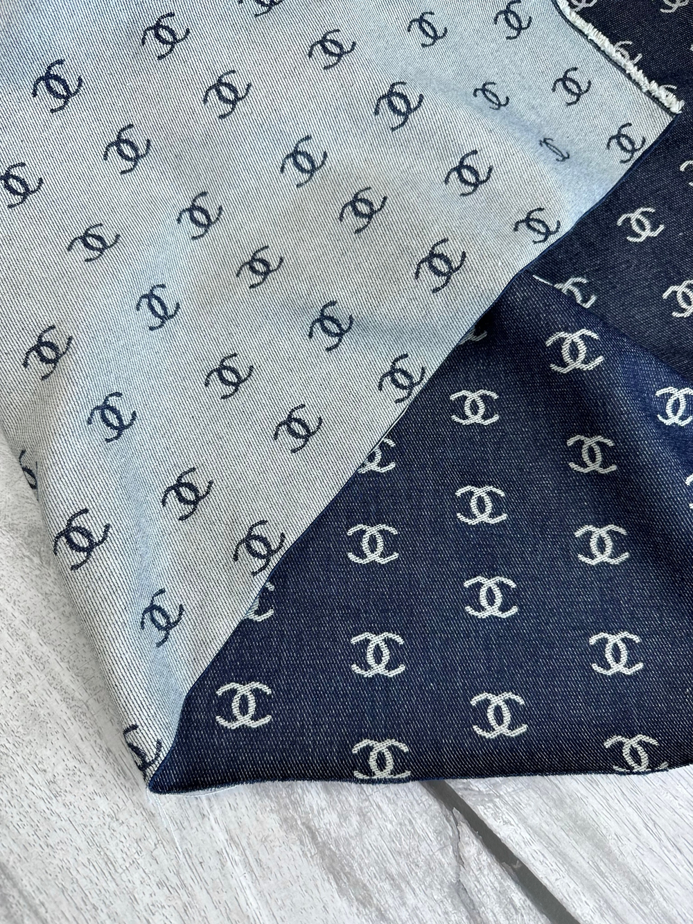 Джинсовая ткань Chanel Jeans с логотипом, темно-синий, Италия