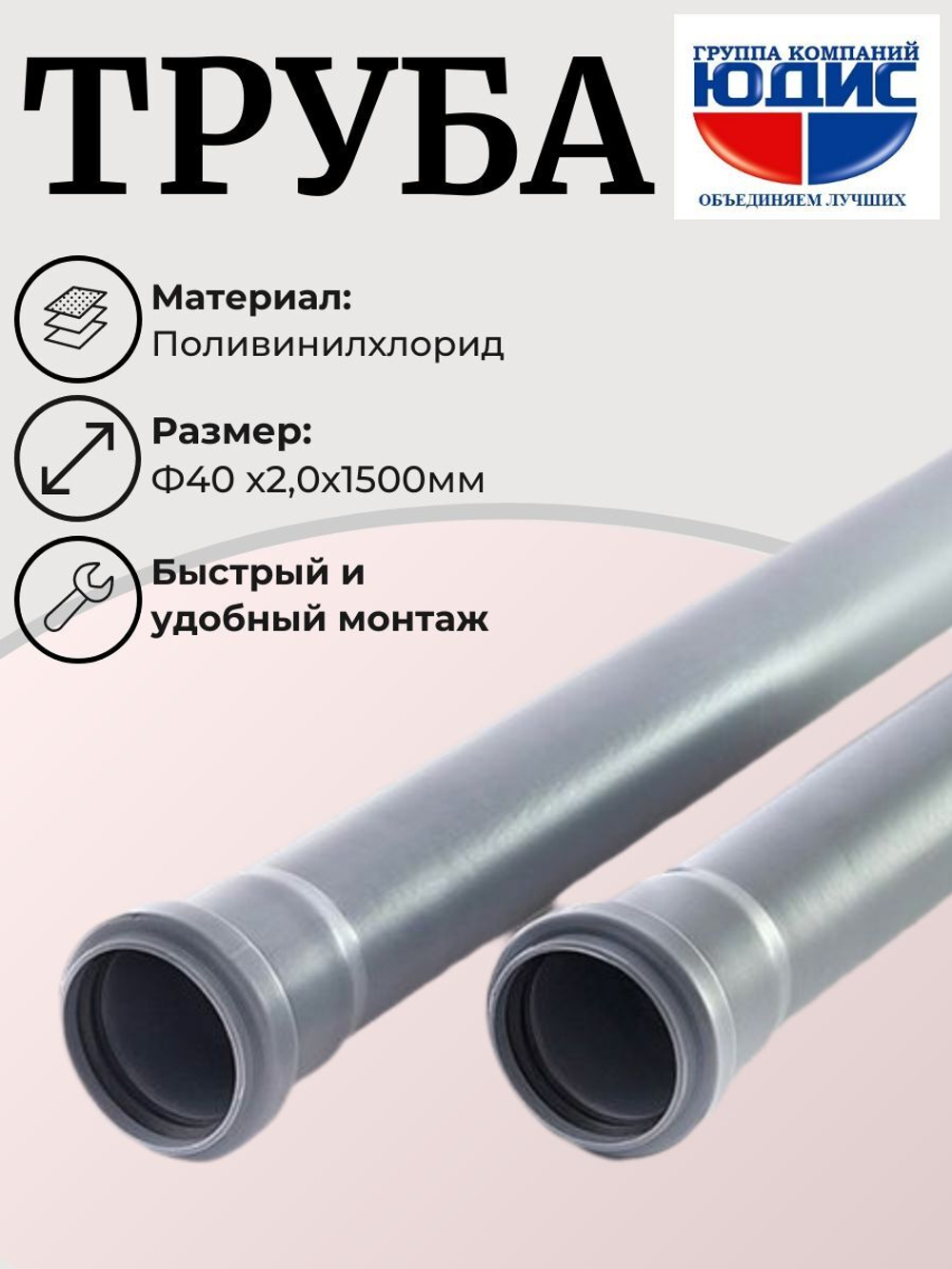 ПВХ Труба Ф40х2,0х1500мм ViEiR