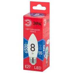 Лампа светодиодная ЭРА RED LINE LED B35-8W-865-E27 R 8Вт свеча холодный дневной свет Е27 | Лампы cветодиодные Свеча (B/C)