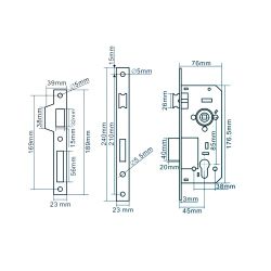 Корпус врезного замка MSM ML85B CP хром