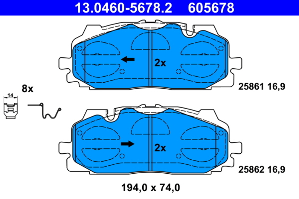 ATE - 13046056782-ATE - Brake Pad Set, disc brake