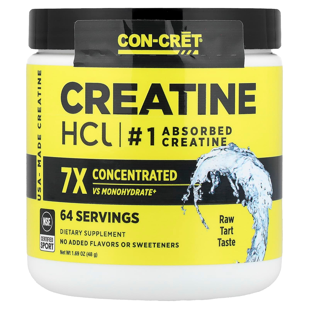 Con-Cret, креатин гидрохлорид, необработанный пирог, 48 г (1,69 унции)