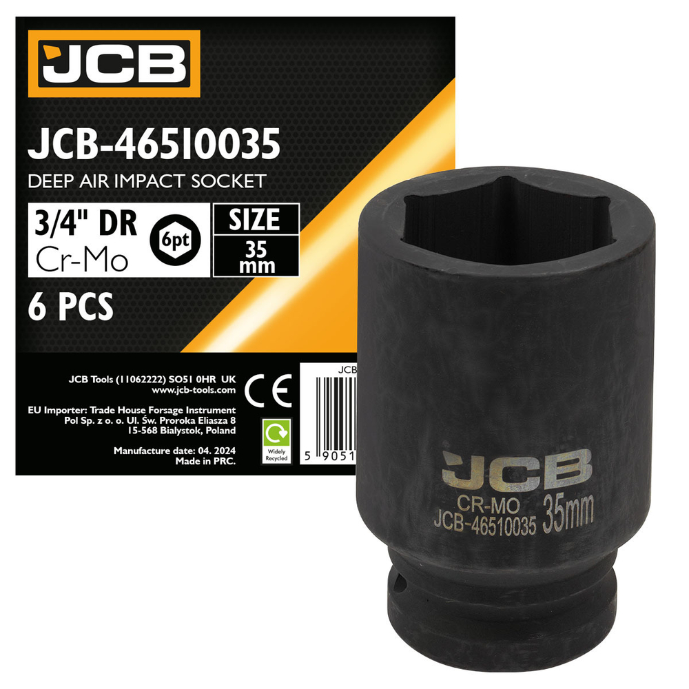 Головка ударная глубокая 3/4'', 35мм (6гр.) JCB JCB-46510035