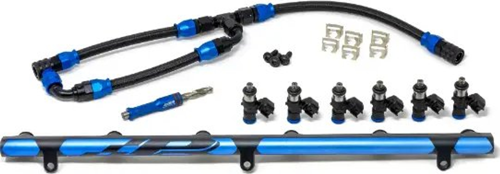 Форсунки топливные+топливная рампа Precision Raceworks BMW M2/M3/M4 G8x X3M/X4M F9x S58 Port Injection Kit - Blue Anodized - 950cc Injectors