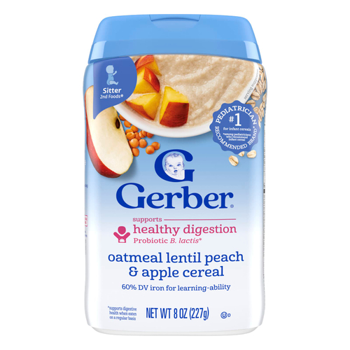 Gerber, 2nd Foods®, каша, овсянка, чечевица, персик и яблоко, 227 г (8 унций)