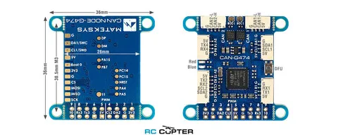 Хаб (Конвертер) Matek CAN NODE CAN-G474 AP_PERIPH (CAN; UART+I2C+PWM)