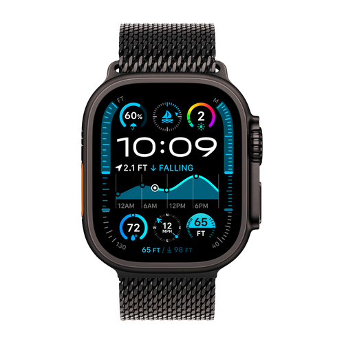 Умные часы Apple Watch Ultra 2 (2024) GPS + Cellular, 49mm, Black Titanium Case with Black Titanium Milanese Loop M, (Черный титан)