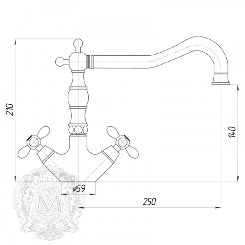 Смеситель для кухни Migliore Princeton Plus ML.CUC-8051 схема