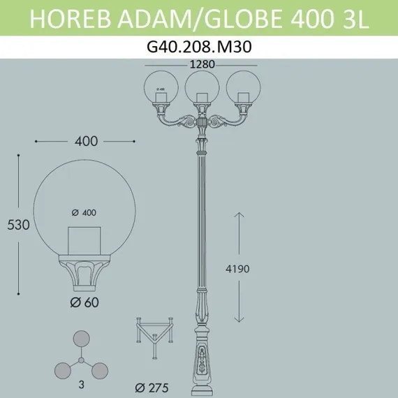 Наземный фонарь Globe 400 G40.208.M30.AYE27 Fumagalli