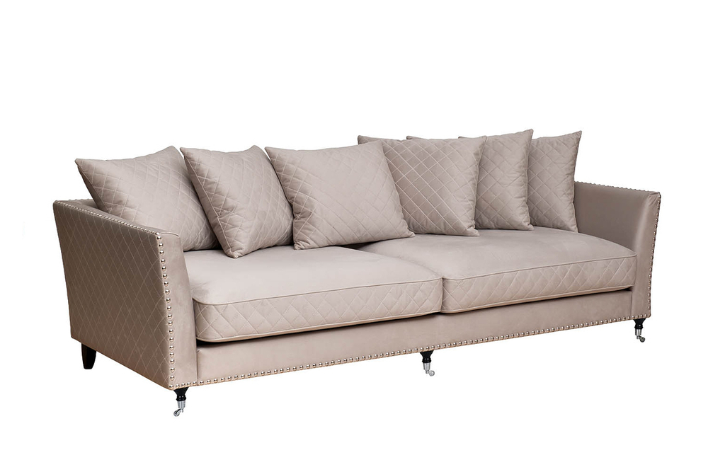 Диван треxместный Garda Decor Sorrento 250 светло-серый велюр