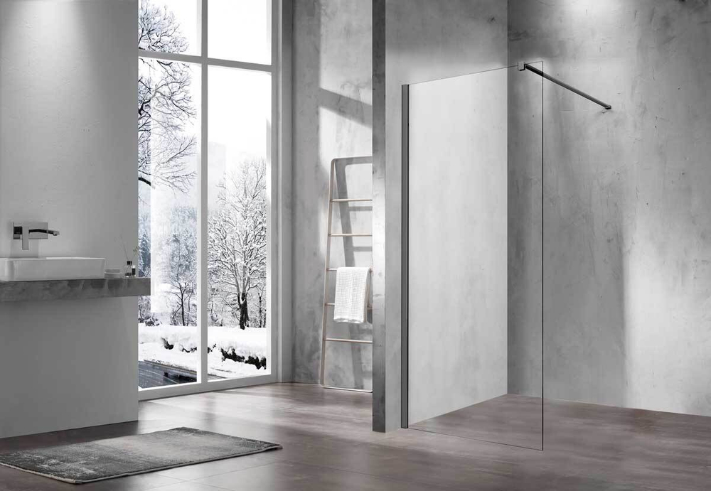 Душевая перегородка Walk-In VSW-1H110CLGM, 1100*2000, вороненая сталь, стекло прозрачное