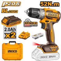 Аккумуляторный шуруповерт 20B BL 52Hm 2хАКБ и ЗУ SUPER INGCO CDLI20453 INDUSTRIAL