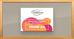 Рамка 30x50 для постера и фотографий, пластиковая, багетная, со стеклом и задником, ВсеПодрамники. Товар уцененный