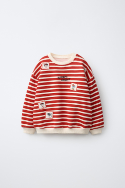 ZARA ТОЛСТОВКА В ПОЛОСКУ WHERE'S WALLY?®, КРАСНЫЙ/БЕЛЫЙ