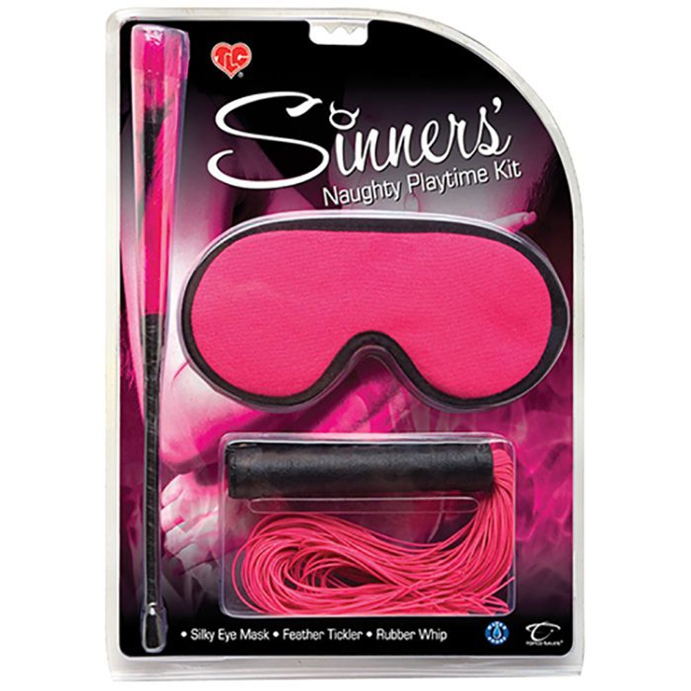 Набор БДСМ-девайсов Sinners Naughty Playtime Kit (Цвет: розовый с черным)