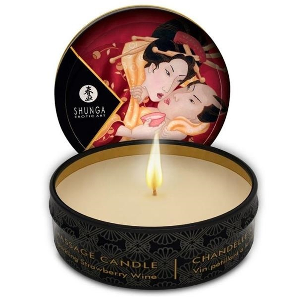 Массажная свеча с ароматом клубничного вина Shunga Sparkling Strawberry Wine 30мл