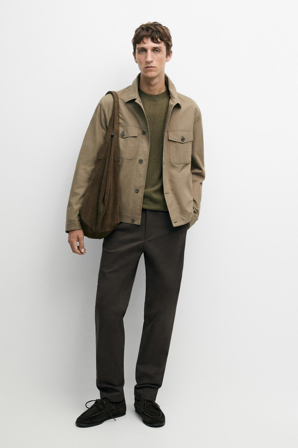 Massimo Dutti Зауженные брюки из смесового хлопка, коричневый