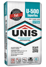 Клей UNIS U-500 UltraGEL С2ТЕS2 эластичный для керамогранита макси формата 20 кг (54шт/пал)