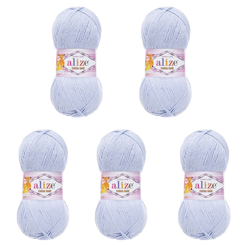 Пряжа Alize (Ализе) Cotton Gold / уп.5 мот. по 100 г, 330м, 513 кристально-синий A