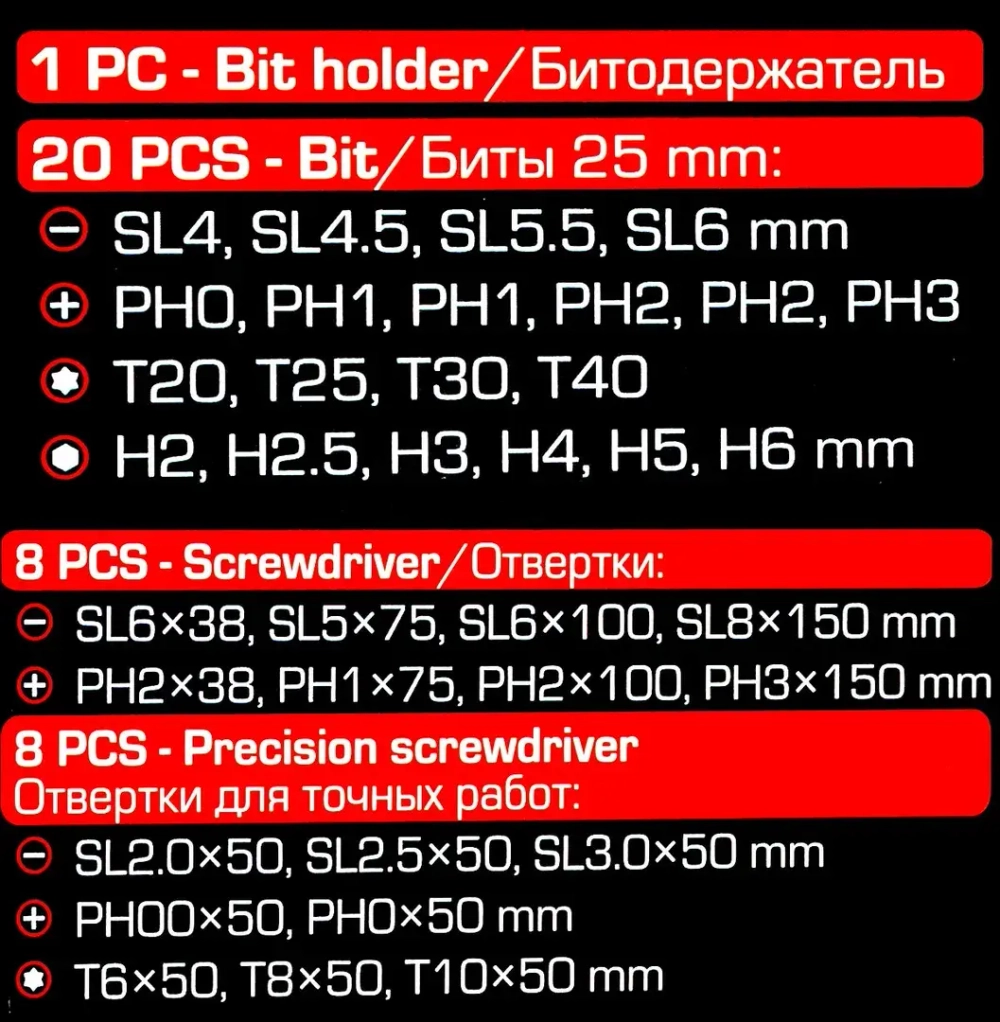 Отвертки в комплекте с битами, набор 37пр. Scheppach Sch-7037B