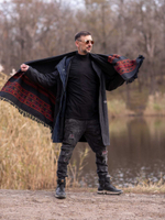 Шерстяной палантин с вышивкой (графит)