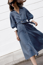ПЛАТЬЕ МИДИ В ПОЛОСКУ С РЕМНЕМ — ZARA