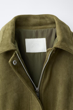 ZARA БОМБЕР ИЗ ИСКУССТВЕННОЙ ЗАМШИ, ХАКИ
