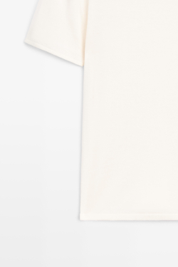 Massimo Dutti Вязаный свитер с короткими рукавами, натуральный/кремовый
