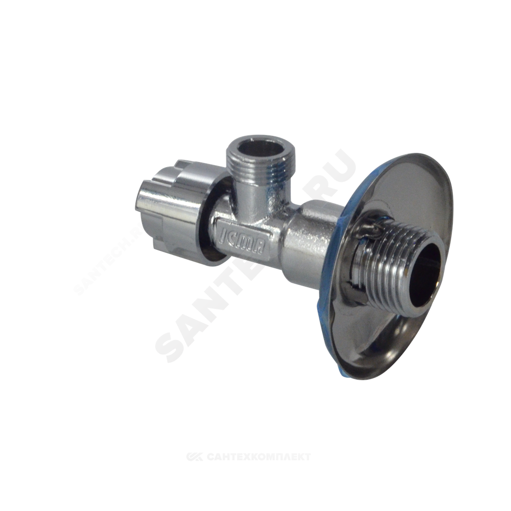 Кран латунь бытовой хром угловой G1/2"х3/8" Ру10 НР переходной маховик с отражателем Icma 90519AC07