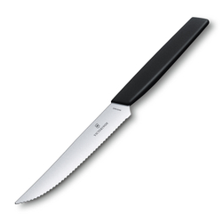 Нож Victorinox для стейков и пиццы, 12 см волнистое, чёрный