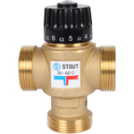 Клапан термостатический смесительный STOUT - 1"1/4 (НР, 30-65°C, Kvs 3.5, T-образное смешивание)