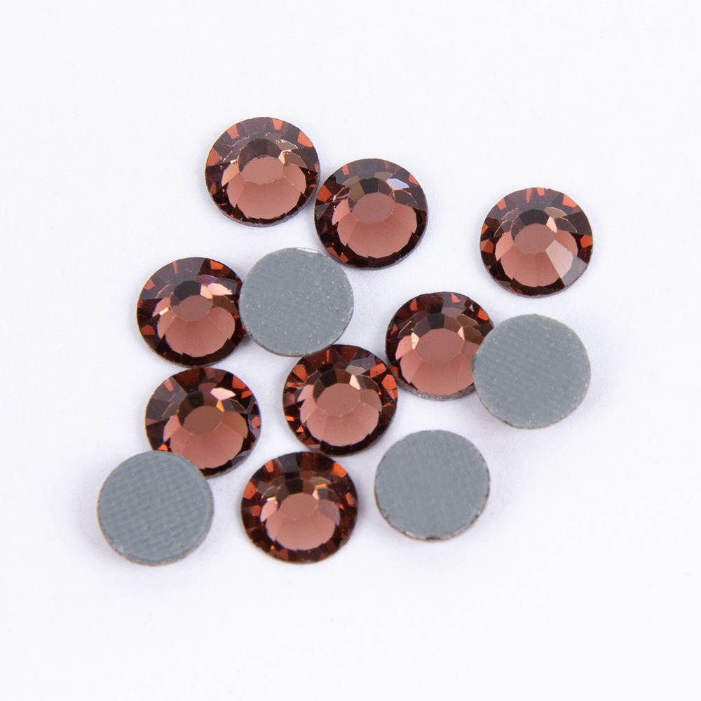 Стразы клеевые стекло 6.5 мм, 5х12 шт, SS30 №17 св.коричневый (Smoked Topaz), Zlatka ZRTG-3012