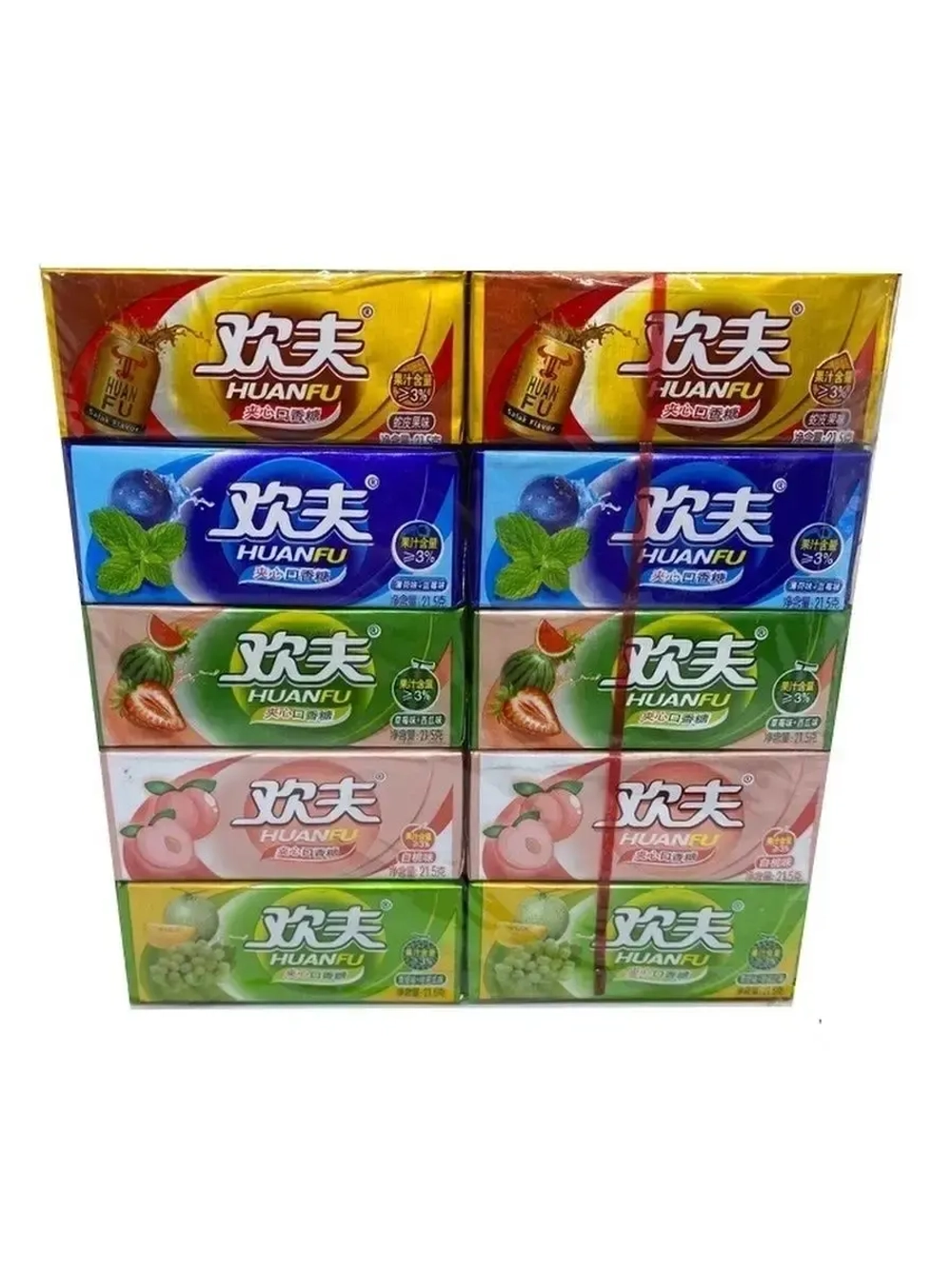 Жевательная резинка HuAnFu 5 вкусов 21,5г х 20 штук