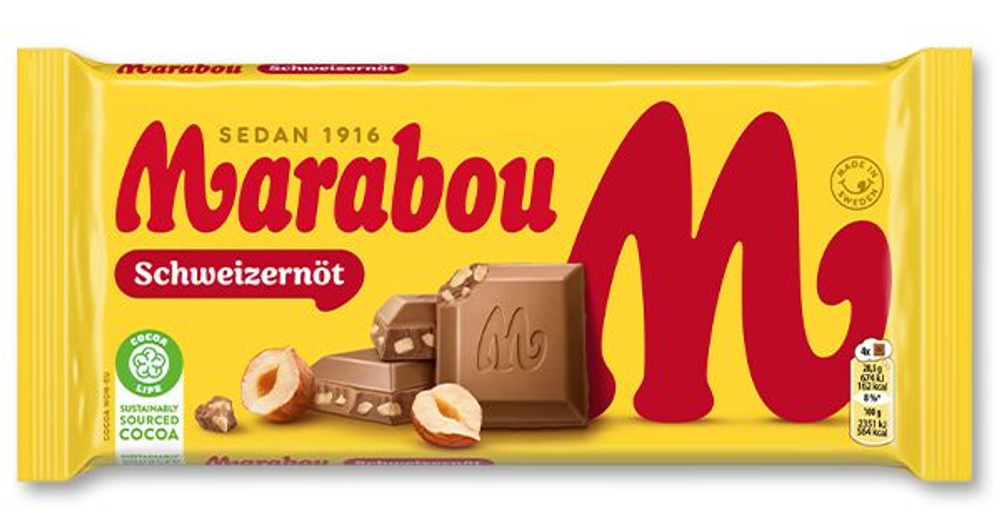 Marabou Шоколад Schweizernt с дроблённым фундуком 200 г (из Финляндии)