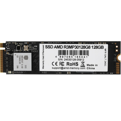 Жесткий диск SSD M.2 128Gb AMD Radeon R3, 1800/1250MBs, 90000 IOPS, 3D TLC NAND, 2280, PCI-E 3.0x4 (R3MP30128G8)