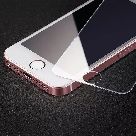 Защитное стекло 2.5D LuazON для iPhone 5/5S, полный клей, 0.26 мм, 9Н