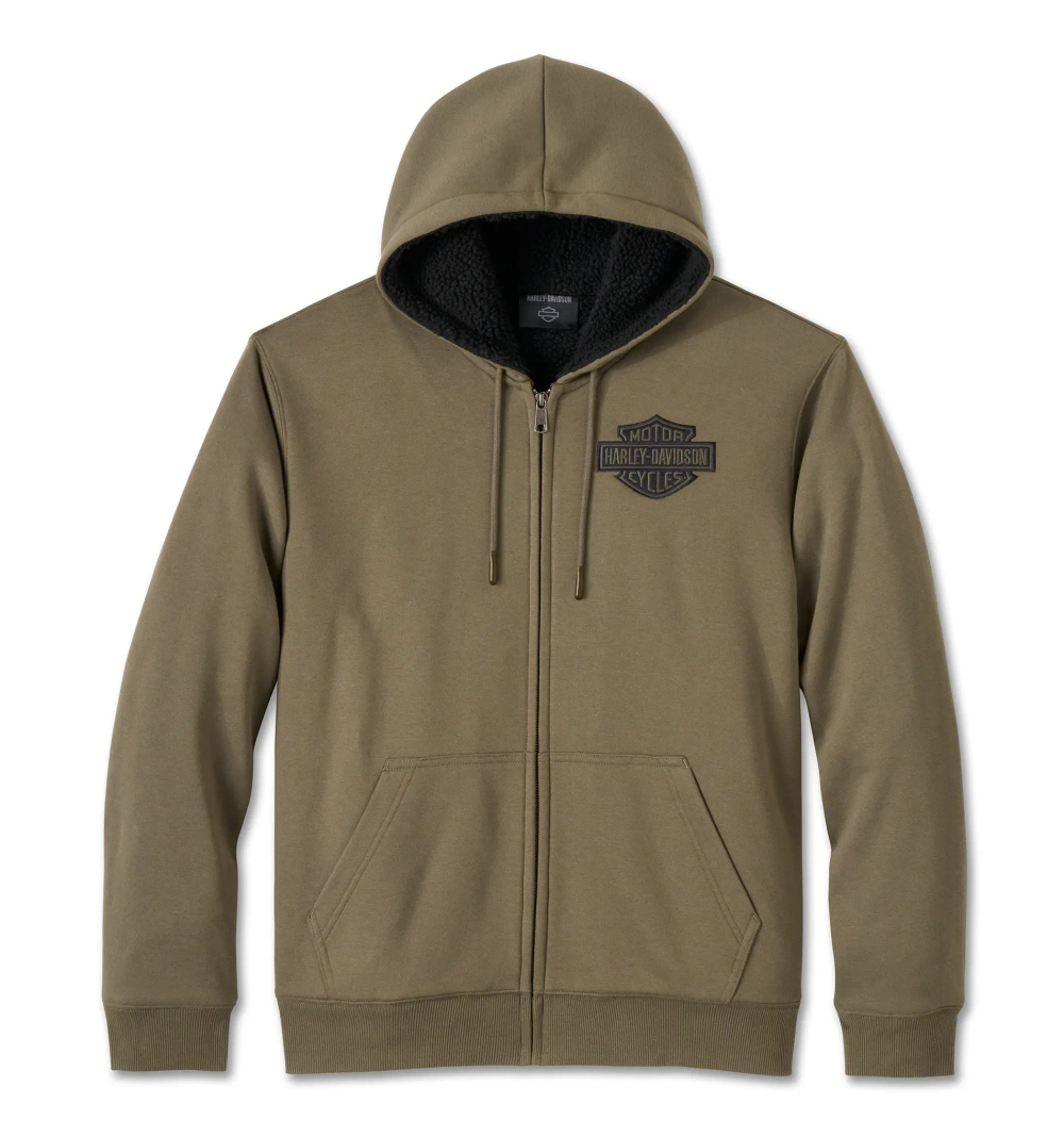 Толстовка Men's Bar & Shield Sherpa Full Zip Hoodie Green Harley-Davidson