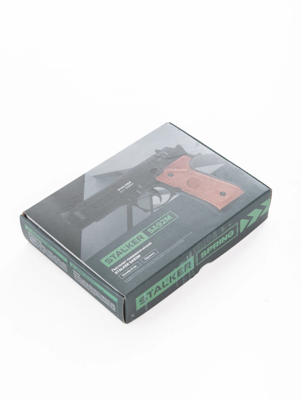 Пистолет пневм. Stalker SA92M Spring (аналог Beretta 92), к.6мм,мет.корп. маг.8шар,