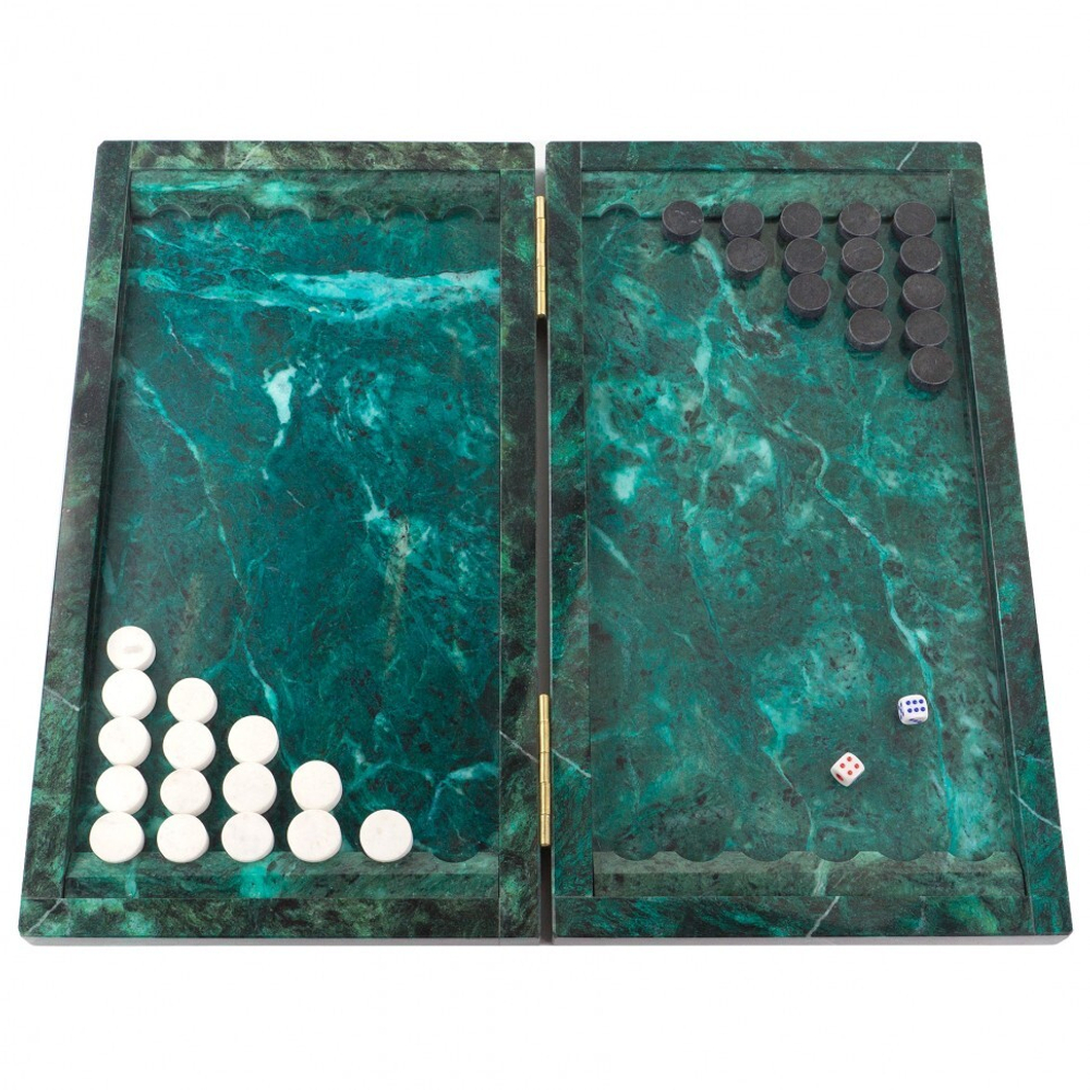 Нарды из камня змеевик 48-44-2.5см G120570