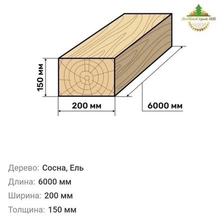 Доска обрезная: 150х200х6000