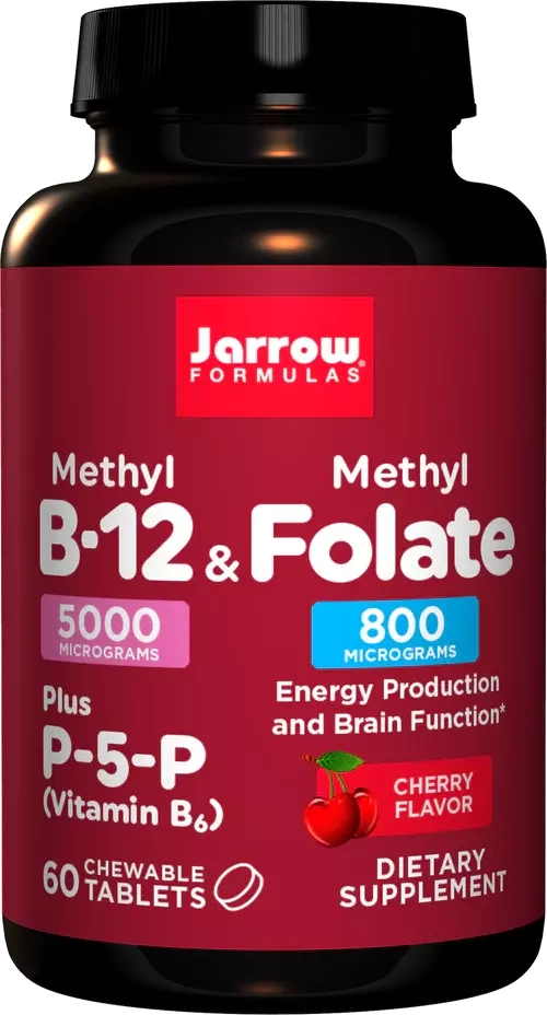 Jarrow formulas methyl B-12 & Methyl Folate 60tab cherry.