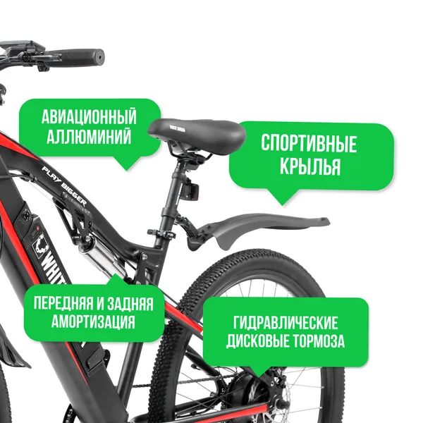 Электровелосипед WHITE SIBERIA CAMRY X 500W (матовый черный) фото №4