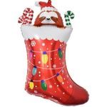 Шар (37"/94 см) Фигура, Новогодний носок с подарками, Красный 1 шт.