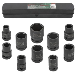 Набор головок ударных 10пр.1/2''(6-гран)(10,12,13,14,16,17,19,21,22,24,мм), в металл. кейсе RockForce##Rock FORCE RF-4109-5MPB