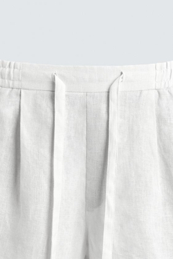 ZARA ШОРТЫ RELAXED FIT ИЗ 100% ЛЬНА, БЕЛЫЙ