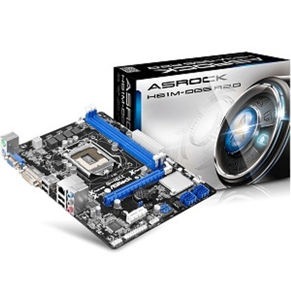 Материнская плата Asrock H61M-DGS R2.0 (LGA1155/H61/2*DDR3/1xPCI-Ex16/1xPCI-Ex1/4xSATA/5.1CH/GLAN/DVI/VGA/mATX)