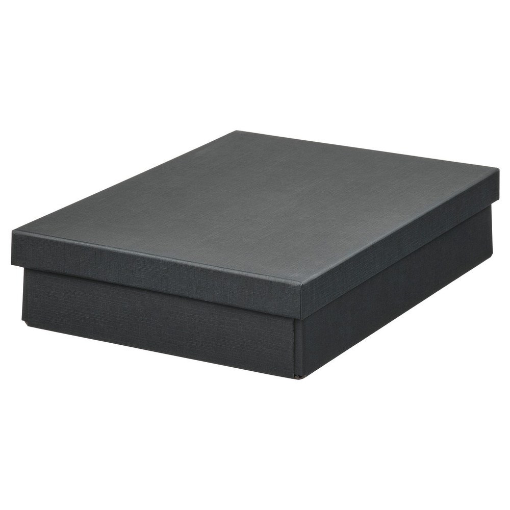 IKEA FJÄDERHARV  (ИКЕА ФЙЭДЕРХАРВ)  -  Коробка с крышкой - антрацит 25x35x8 см