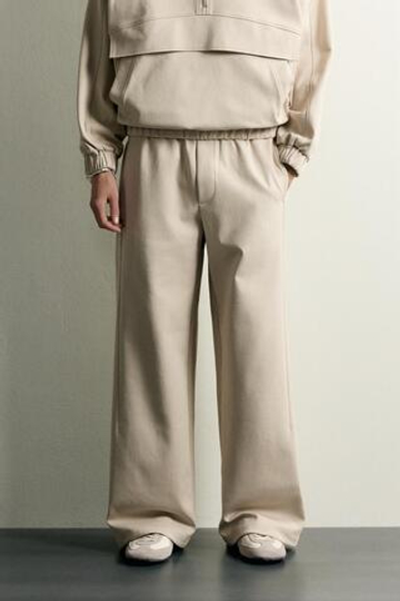 ZARA ТЕХНИЧЕСКИЕ БРЮКИ WIDE FIT, ЭКРЮ/БЕЖЕВЫЙ