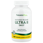 NaturesPlus, Ultra II Daily, мультипитательные вещества из цельных продуктов, длительное высвобождение, 180 таблеток