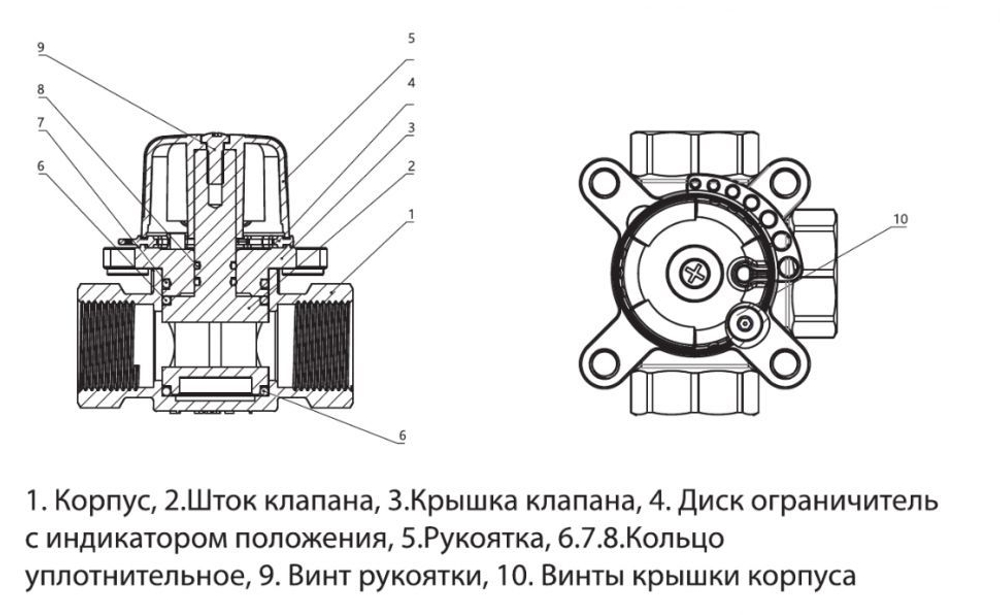 Трехходовой поворотный клапан Wester 1/2 Kvs 1 ВР, VRS3121 (0-04-2000)